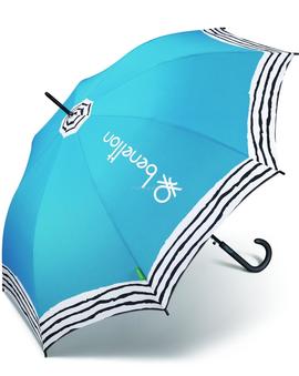 Paraguas BENETTON azul rallas blancas y negras