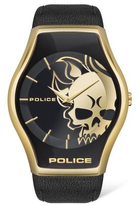 Reloj POLICE Pewja negro caja alargada dorada bisel cristal