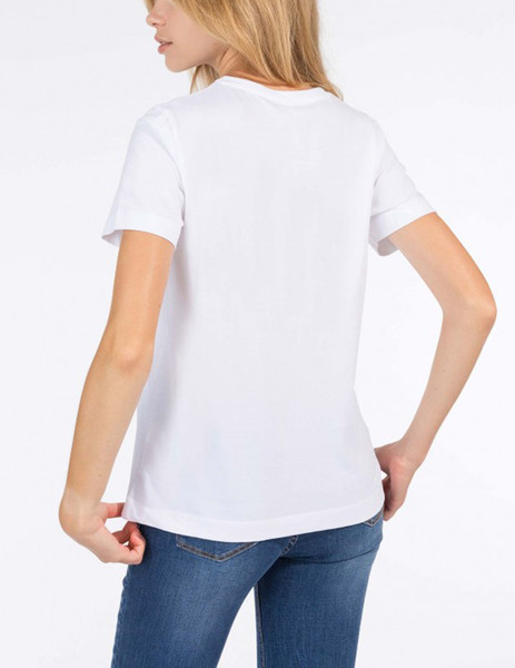 Gallery camiseta blanco manga corta estampado frontal  lentejuela tiffosi aura para mujer  1 