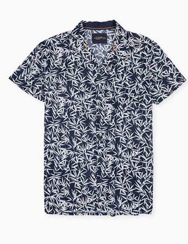 Camisa marino Losan  estampado floral manga corta para hombre.
