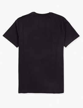 Camiseta negra Losan con print en blanco cuello redondo para hombre.