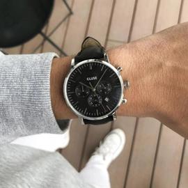 Reloj CLUSE Aravis Chrono Leather silver-black