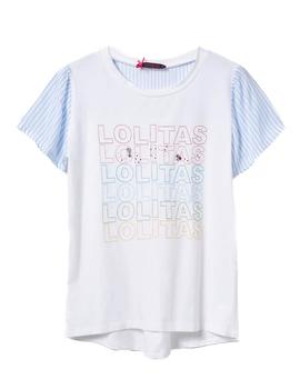 Camiseta Lolitas-L Logos Bordados  Blanco