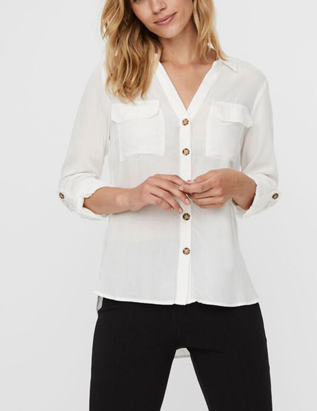Gallery camisa vero moda bumpy blanco bolsillos frontales para mujer  2 