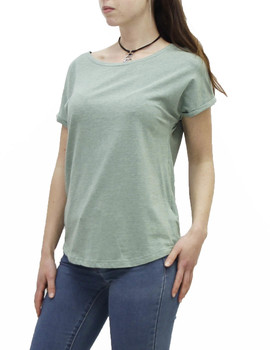 Camiseta BYOUNG Pamila verde manga sisa para mujer.