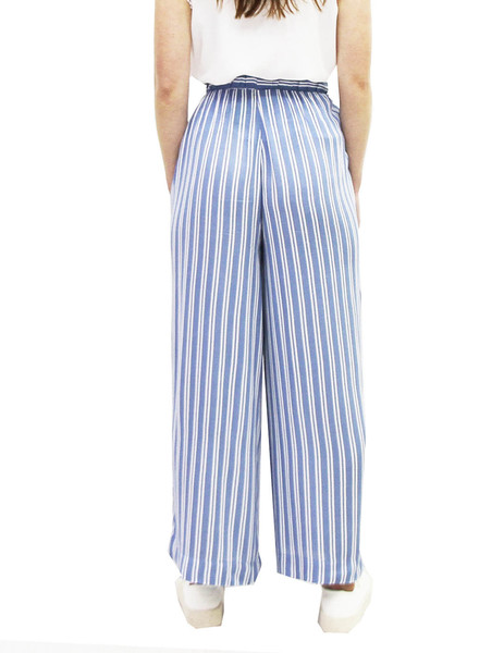 Gallery pantalon azul rayas culotte ichimarrakech con gomas en cintura para mujer  3 
