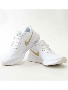 Zapatilla Nike Revolution Blanco/Oro Unisex