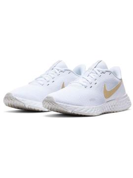 Zapatilla Nike Revolution Blanco/Oro Unisex