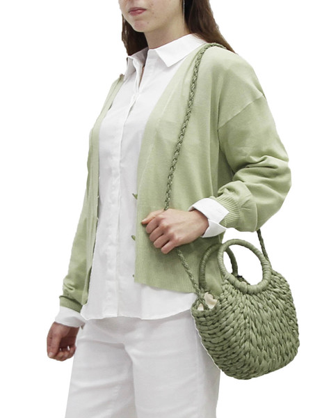 Gallery chaqueta verde corta ichi mafa tres botones  cenefa en mangas y bajos para mujer  2 