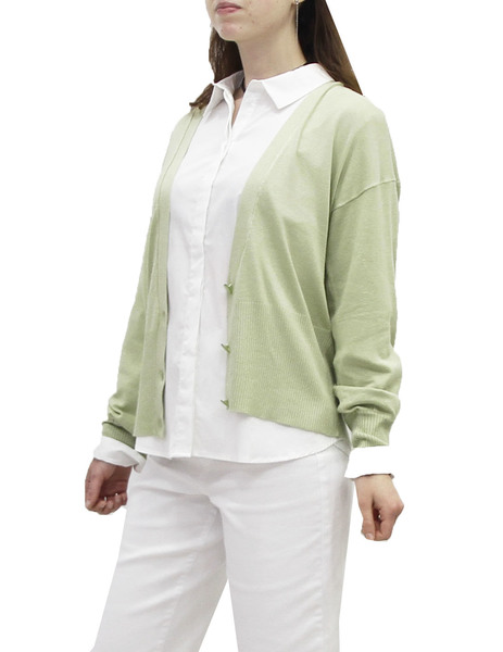 Gallery chaqueta verde corta ichi mafa tres botones  cenefa en mangas y bajos para mujer  3 