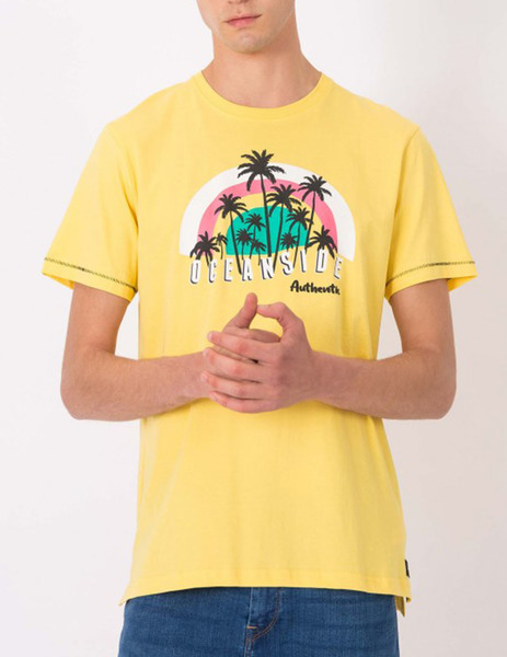 Gallery camiseta amarillo estampado palmeras tiffosi marty para hombre  1 