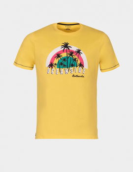 Camiseta amarillo estampado palmeras Tiffosi Marty para hombre