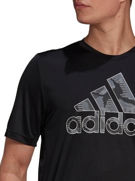 Camiseta Adidas Negra Logo Camuflaje