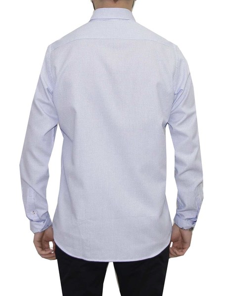 Gallery camisa blanco detalles en azul gendive manga larga semientallada para hombre  3 