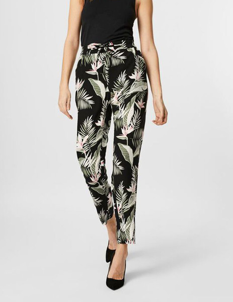 Gallery pantalon floral negro vero moda simply con goma y lazo en cintura para mujer  6 