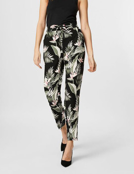 Thumb pantalon floral negro vero moda simply con goma y lazo en cintura para mujer  6 