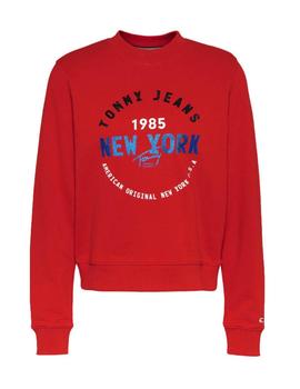 Sudadera Tommy Jeans New York Logo Rojo