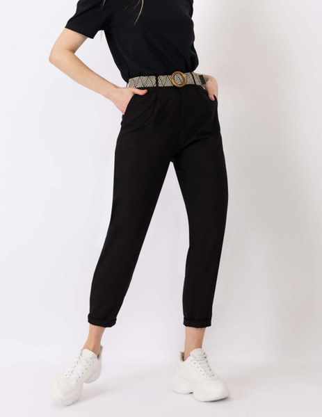 Gallery pantalon negro tiffosi mulan de lino con cinturon para mujer  5 
