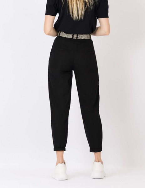 Gallery pantalon negro tiffosi mulan de lino con cinturon para mujer  1 