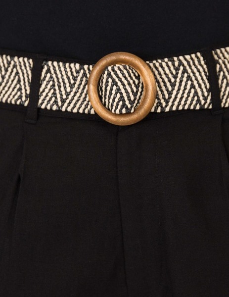 Gallery pantalon negro tiffosi mulan de lino con cinturon para mujer  4 