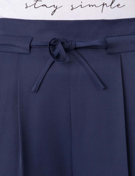 Gallery pantalon marino tiffosi recto con dobladillo y lazo en cintura  blinky para mujer  1 