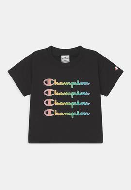 Camiseta Champion Cropped Letras Negro Niña