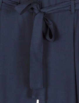 Pantalón tela azul marino recto con cinto lazo Losan para mujer