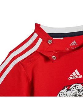 Conjunto Corto Adidas 3S Rojo Niño