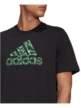 Camiseta Adidas Negro/Verde Hombre