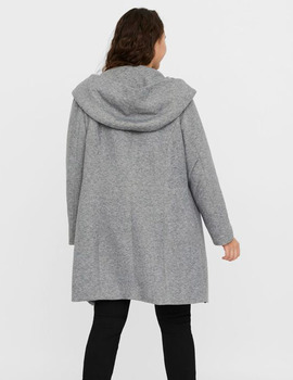 Abrigo gris Veromoda Curve Verodona  capucha con cierrre cremallera y broches para mujer