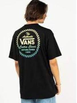 Camiseta Vans Custom Negro/Verde Hombre