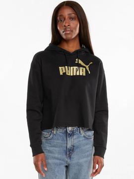 Sudadera Puma Metallic Cropped Negro/Oro Mujer