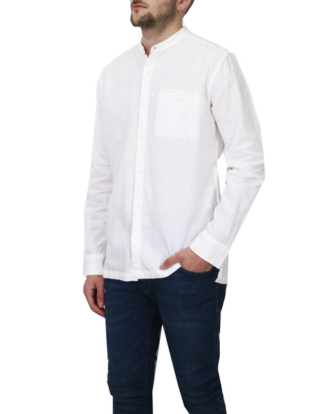 Gallery camisa blanca lino losan cuello mao para hombre  2 