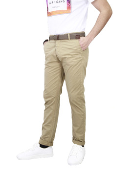 Pantalon chino Losan tostado con cinturon hombre