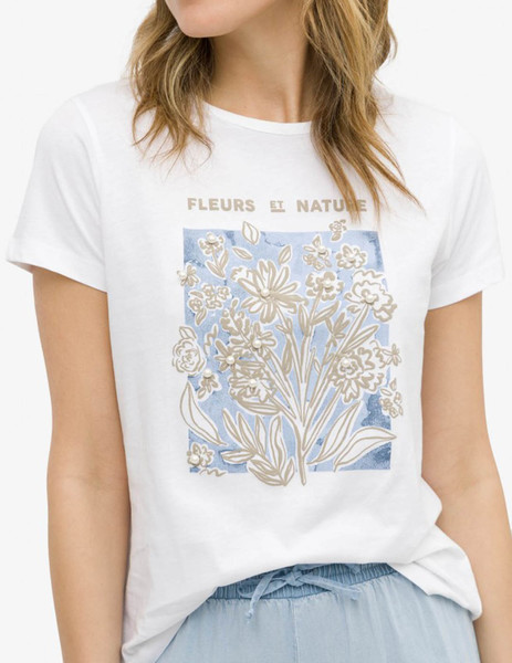 Gallery camiseta blanco floral tiffosi alperce para mujer  3 