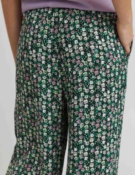 Pantalon verde floral ancho Ichi Marrakech mujer