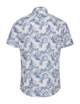 Camisa manga corta BLEND 20713715 blanca flores azules
