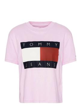 Camiseta Tommy Jeans Flag Rosa Para Mujer