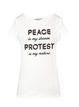 Camiseta Naf Naf Peace Blanco Para Mujer