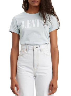 Camiseta Levis Perfect Serif Celeste Para Mujer