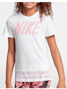 Camiseta Nike Bco/Naranja Niña
