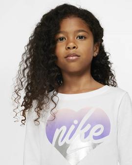 Camiseta Nike Corazon Blanco/Malva Niña