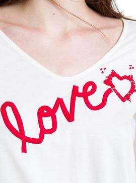 Camiseta Naf Naf Love Beige Para Mujer