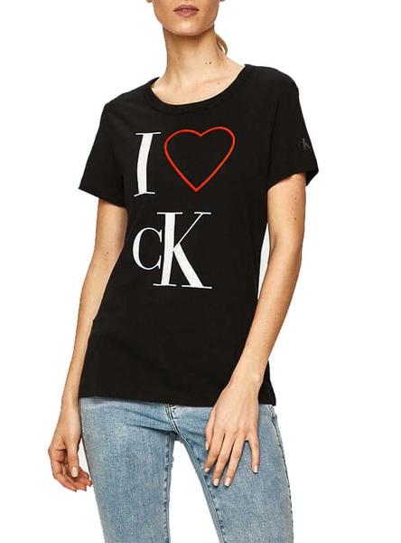 transferencia de dinero Día del Niño nitrógeno Camiseta Calvin Klein Jeans Love CK Negro Mujer