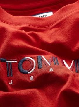Camiseta Tommy Jeans Multicolor Logo Rojo Mujer