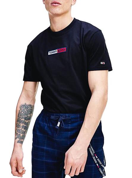 Médico Fuera Bastante Camiseta Tommy Jeans Embroidered Negro para Hombre