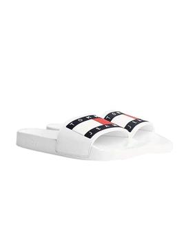 Chanclas Tommy Jeans Flag Blanco para Mujer