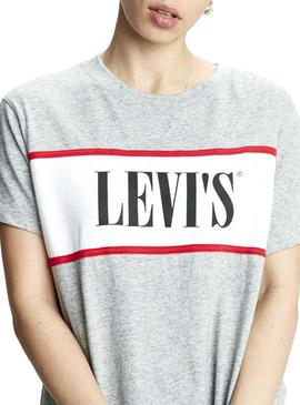 Vestido Levis Serif Logo Gris Para Mujer