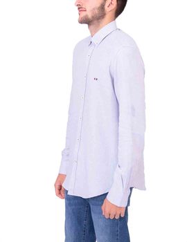 Camisa blanco detalles azul Gendive custom fit para hombre