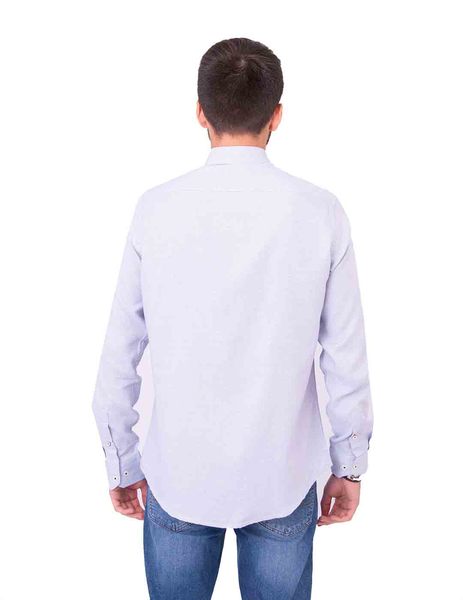 Gallery camisa blanco detalles azul gendive custom fit para hombre  3 